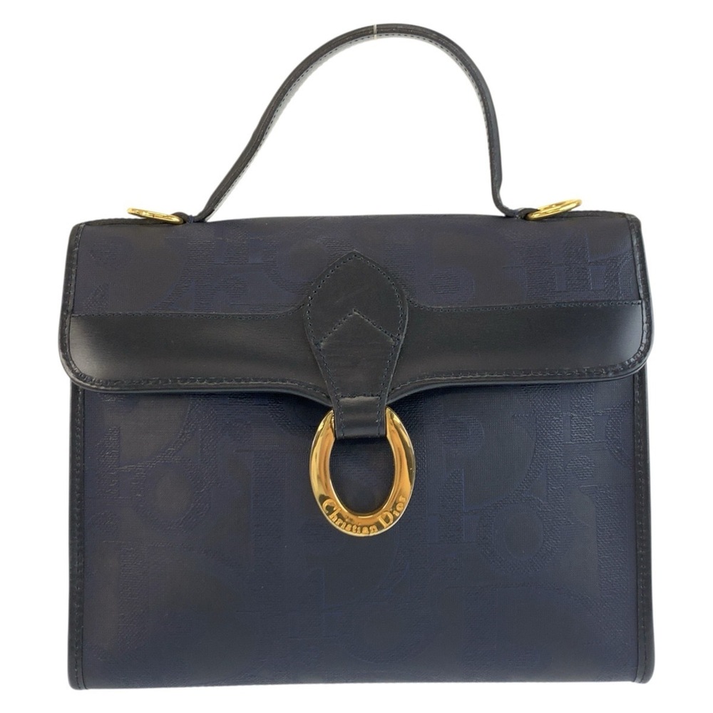 Christian Dior Vintage Trotter Navy Gold Hardware Handbag for Women